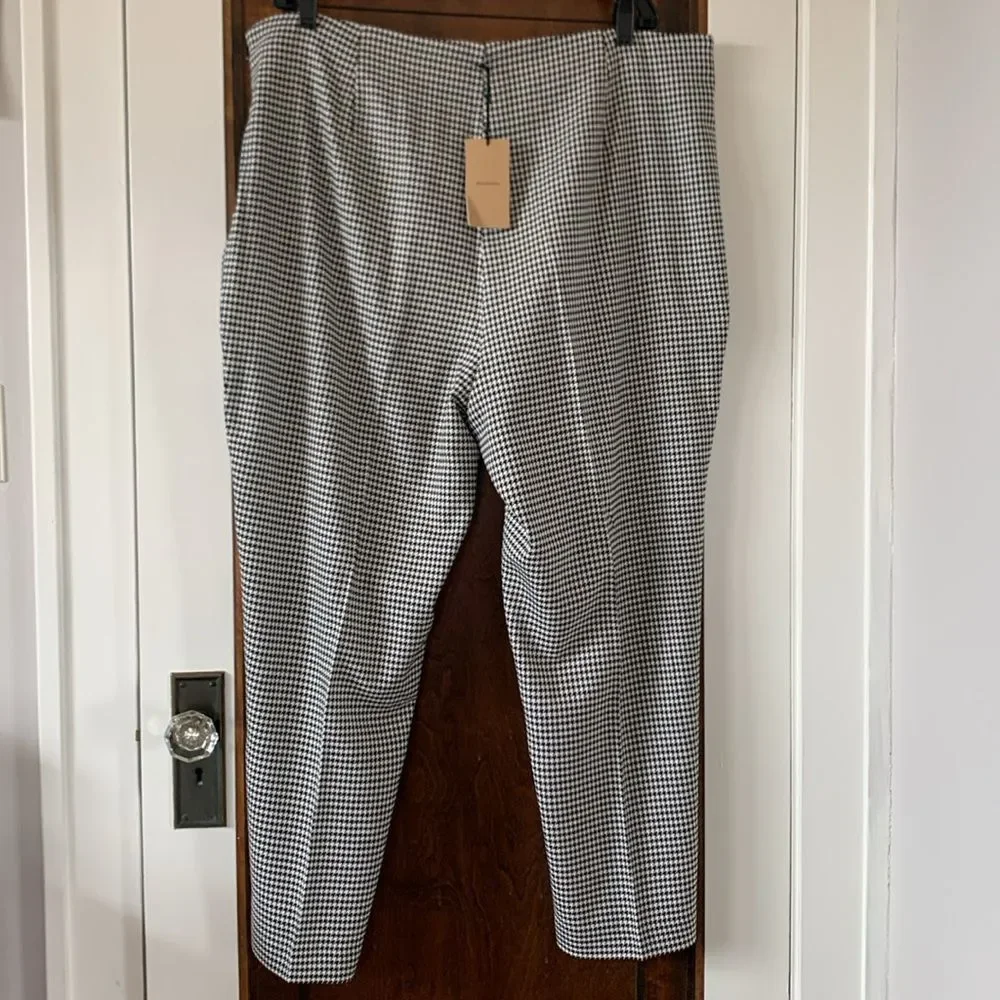 NWT Halogen Houndstooth Check Pants 20W Rich Black $138 Retail Slim Ankle!